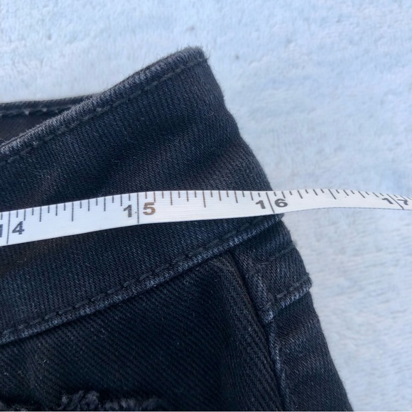 Rewash Mini Skirt Denim Button Fly Distressed Mini Skirt Black Raw Hem Size 9… - Picture 3 of 7